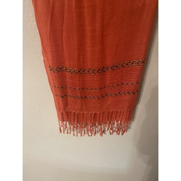 Versatile Beautiful Orange With‎ Embellishments Scarf, Shawl, Cover Up - Picture 1 of 6
